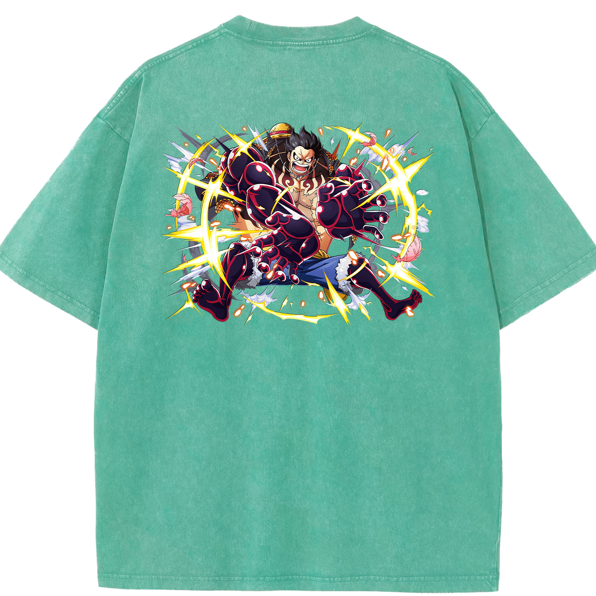 ワンピース モンキー・D・ルフィ ONE PIECE Monkey D. Luffy 綿100% ヴィンテージ風 半袖Tシャツ（背面プリント）